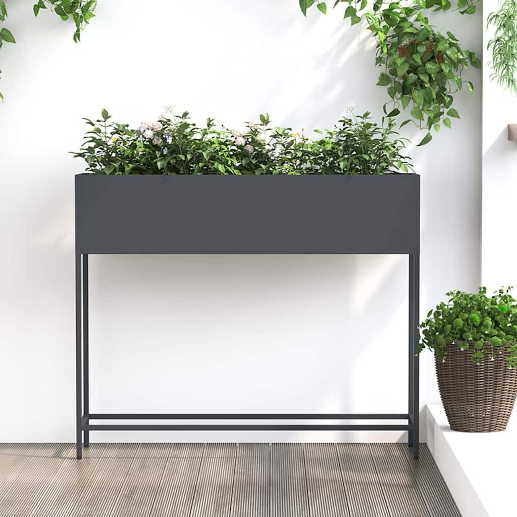 Hævet plantekasse i stål antracit 100 x 26 x 82 cm