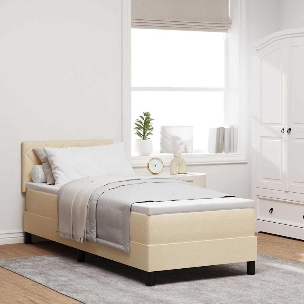 Box spring seng med madras med LED Creme 80 x 200 cm Stof