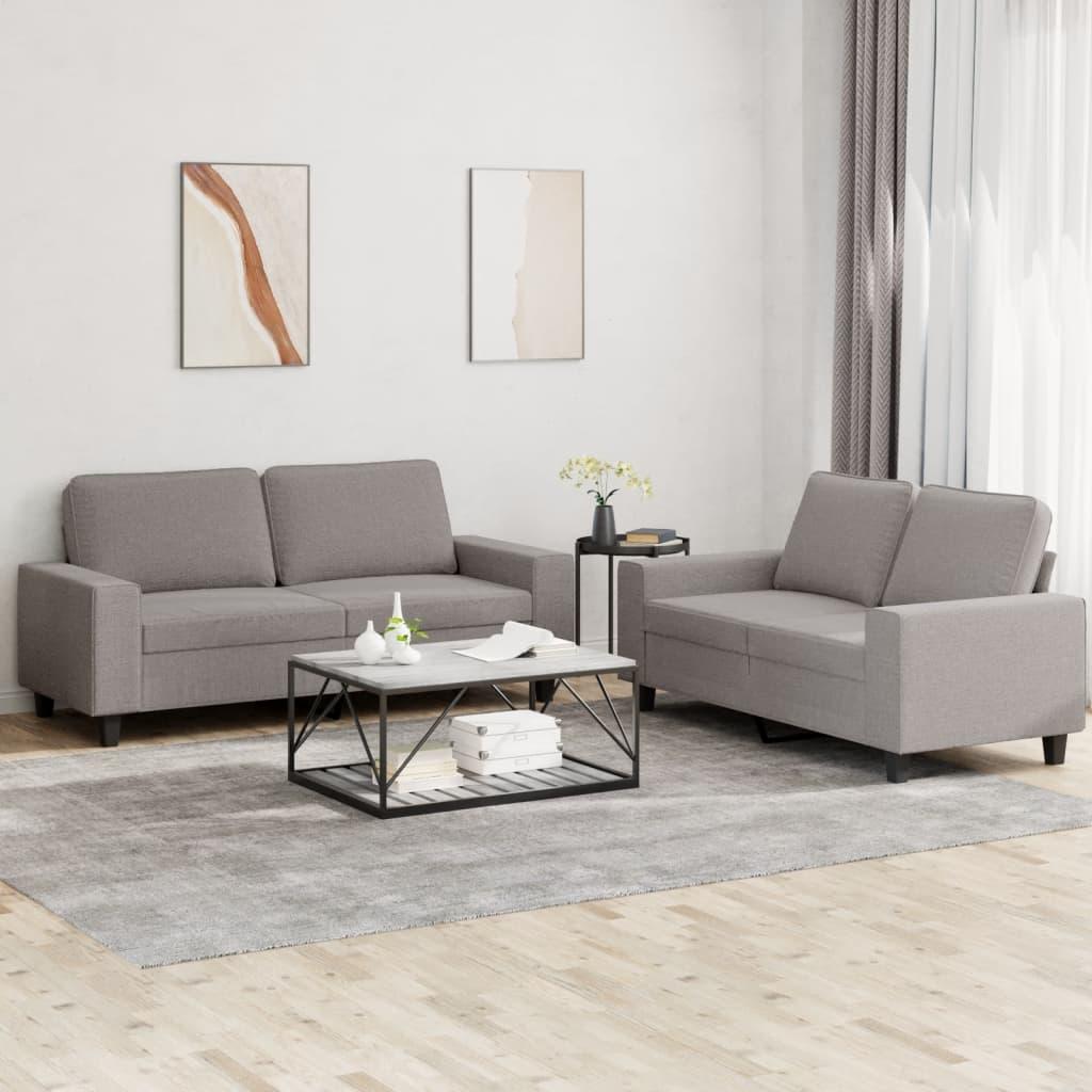 Sofasæt 2 dele stof gråbrun