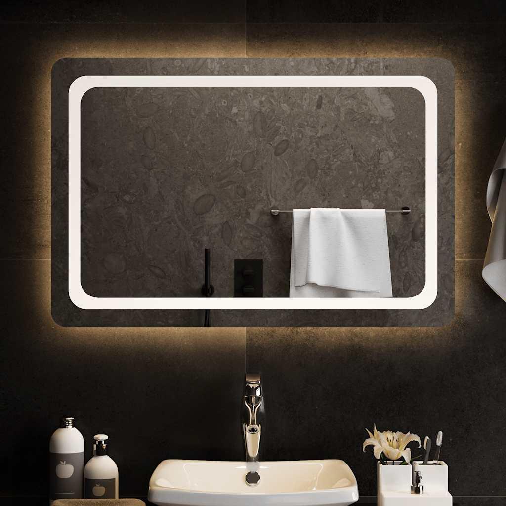 Badeværelsesspejl med LED-lys 90x60 cm billede