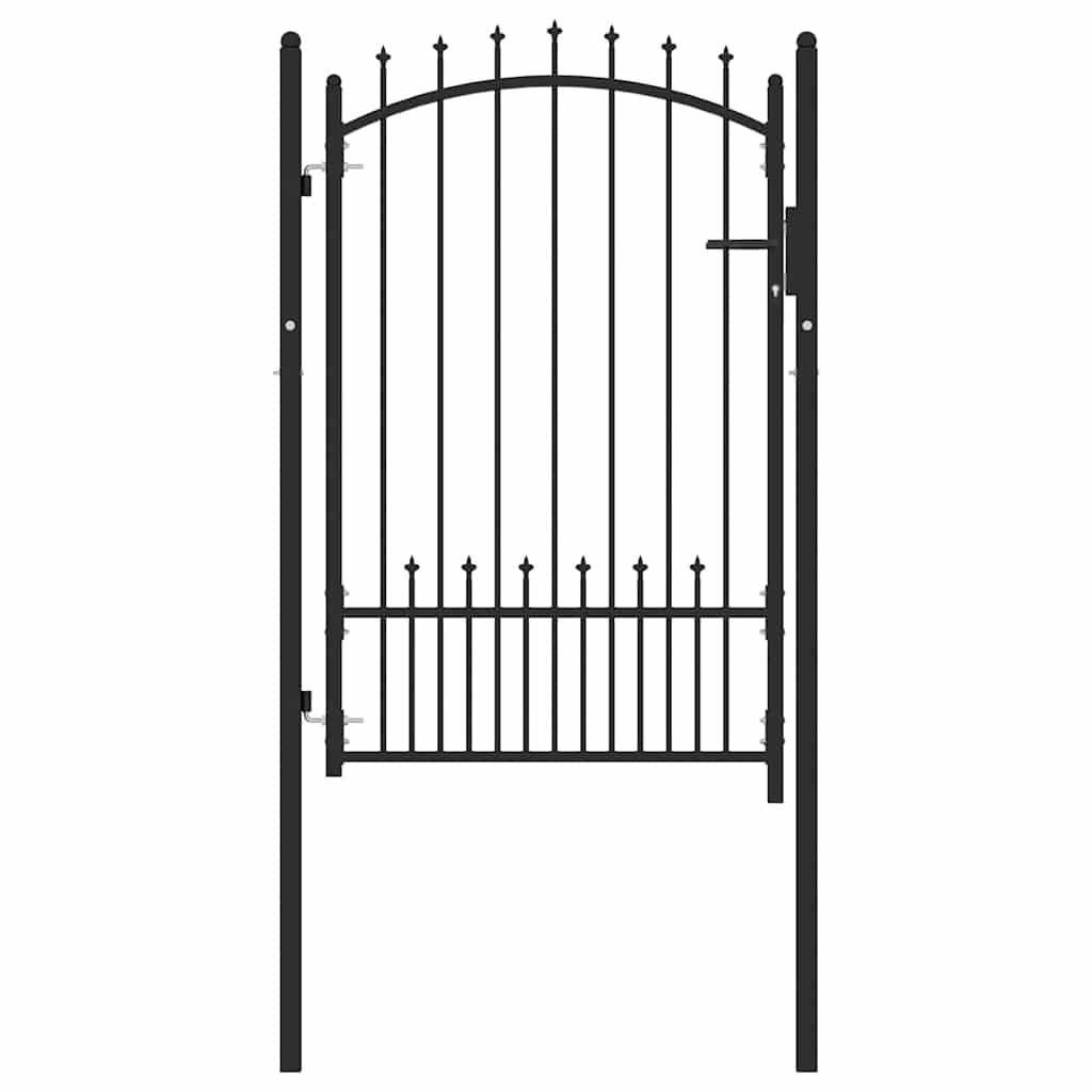 Hegnsportal med pigge Sort 100 x 150 cm Pulverlakeret Stål