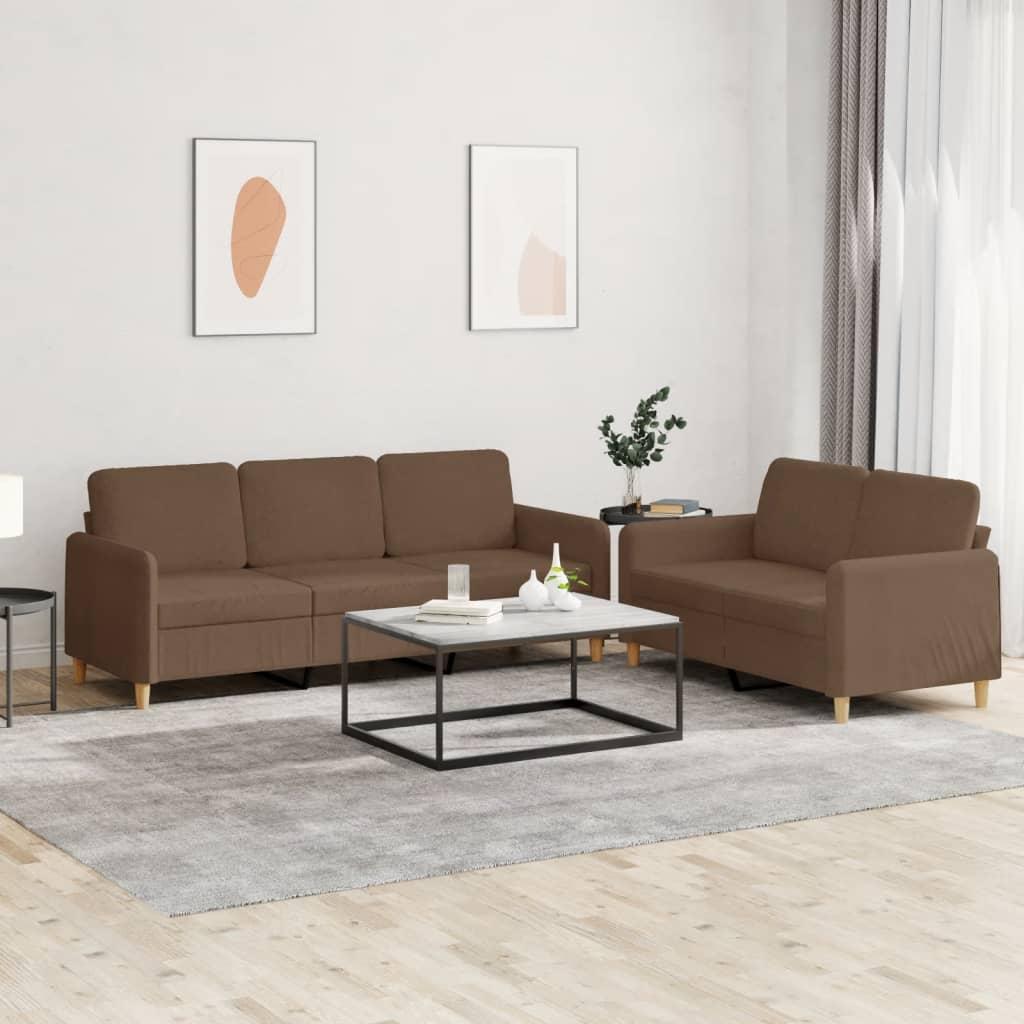 Sofasæt i stof - 2- og 3-personers med hynder, brun
