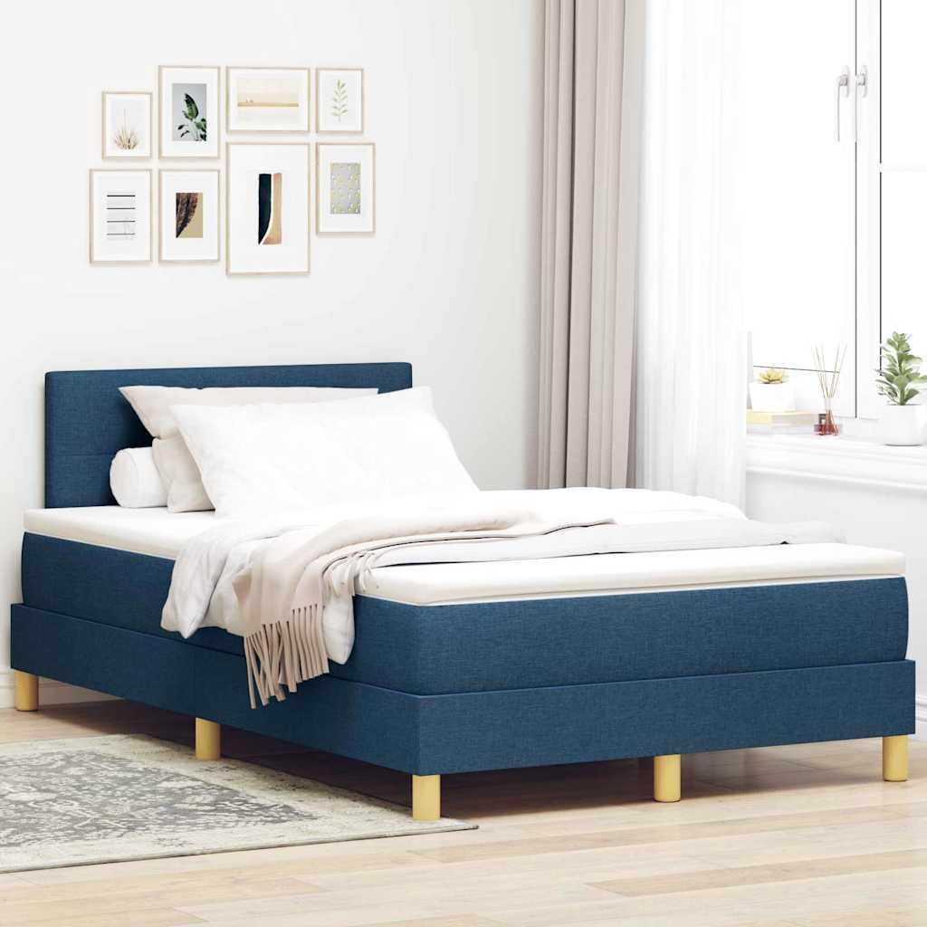 LED Box Spring Bed med madras med LED Blå 120 x 190 cm Stof