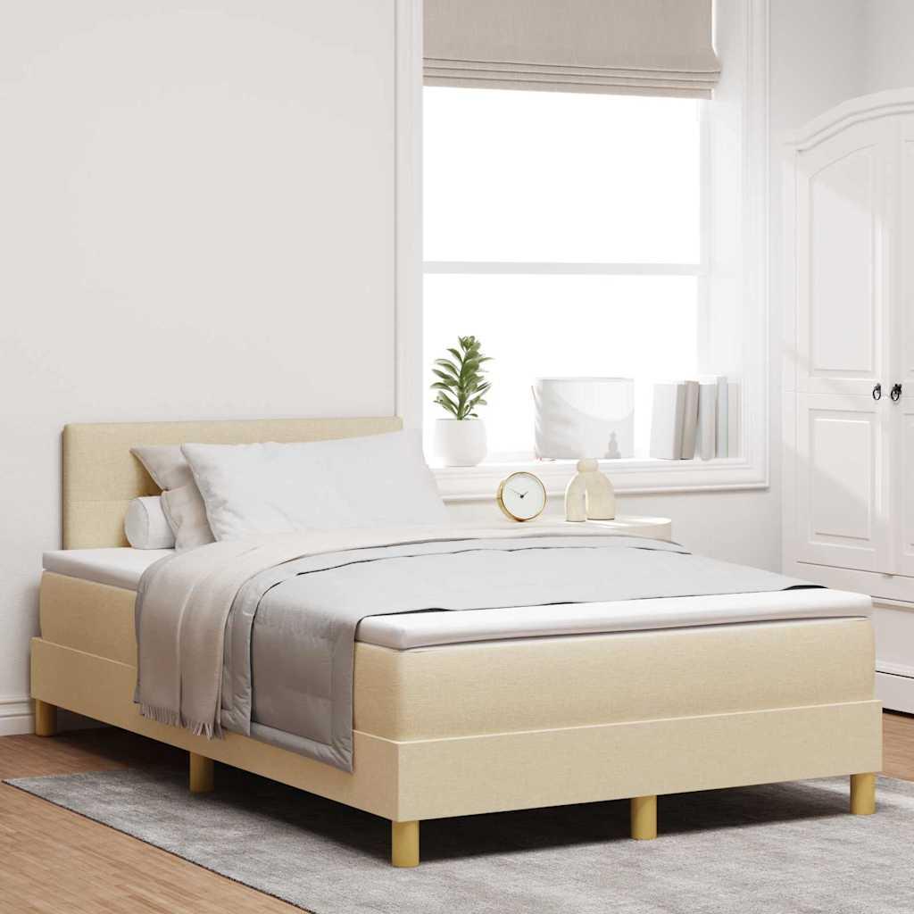 vidaXL LED Box Spring Bed med LED-lysstrimler Creme 120 x 190 cm Stof