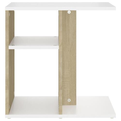 Sidebord 50x30x50 cm konstrueret træ hvid og egetræsfarvet