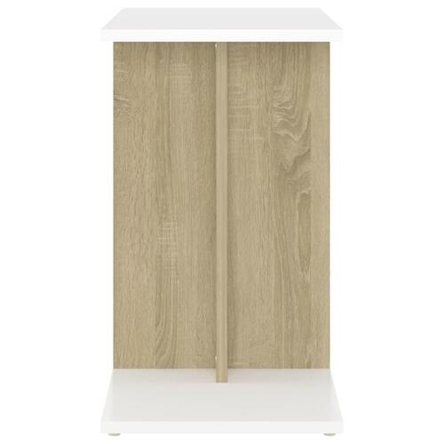 Sidebord 50x30x50 cm konstrueret træ hvid og egetræsfarvet