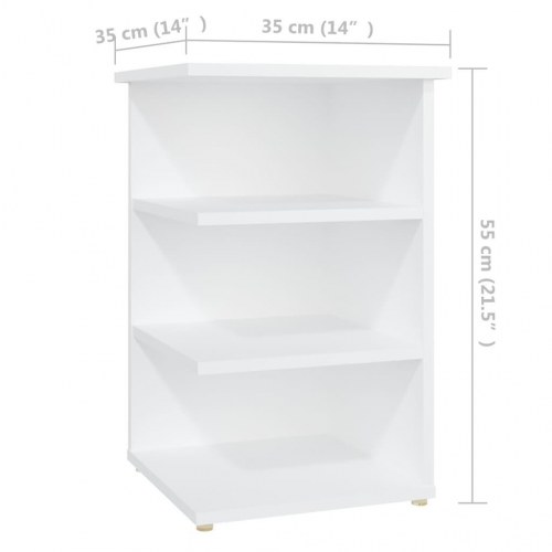 Sideskab/sidebord med 3 hylder - konstrueret træ, hvid, 35×35×55 cm