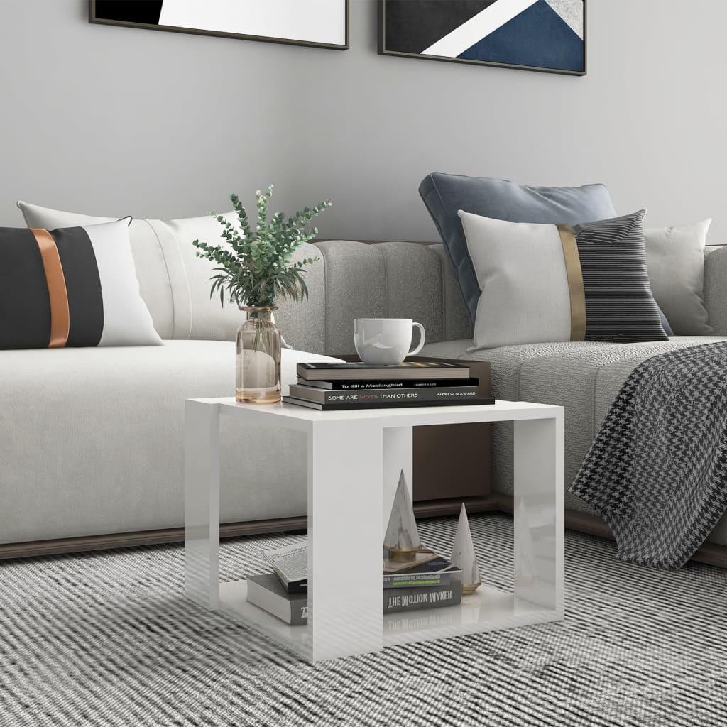 Sofabord 40x40x30 Cm Konstrueret Træ Hvid Højglans