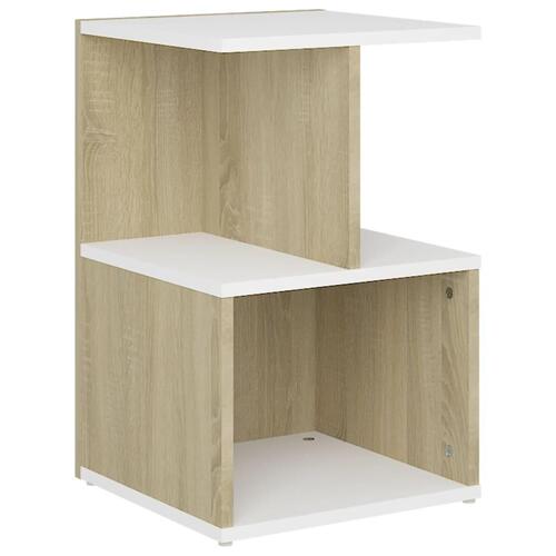 Sengeskab 35x35x55 cm spånplade hvid og sonoma-eg