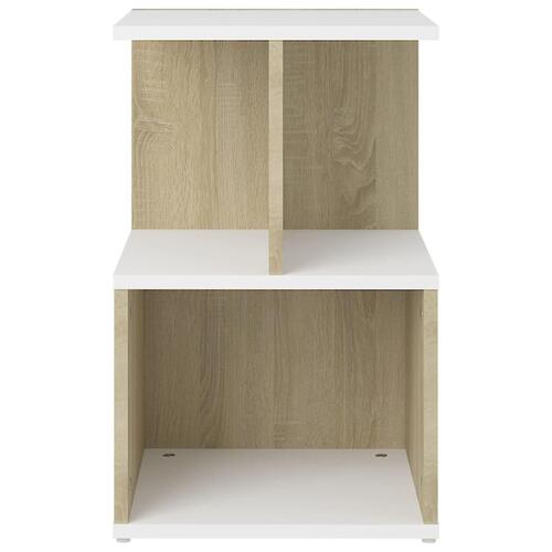 Sengeskab 35x35x55 cm spånplade hvid og sonoma-eg