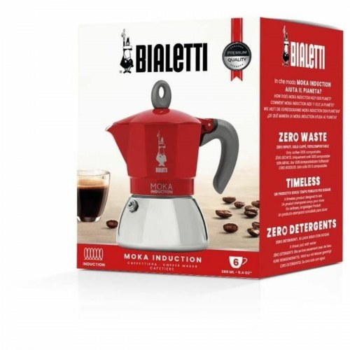 Espressokande Bialetti Moka Induction 6 kopper - rød