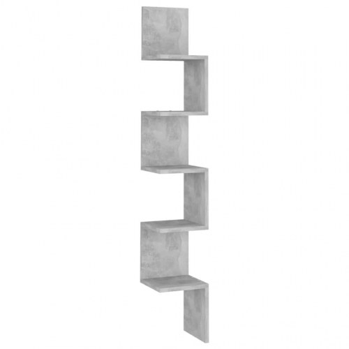 Væghængt hjørnehylde 20×20×127,5 cm - konstrueret træ, betongrå
