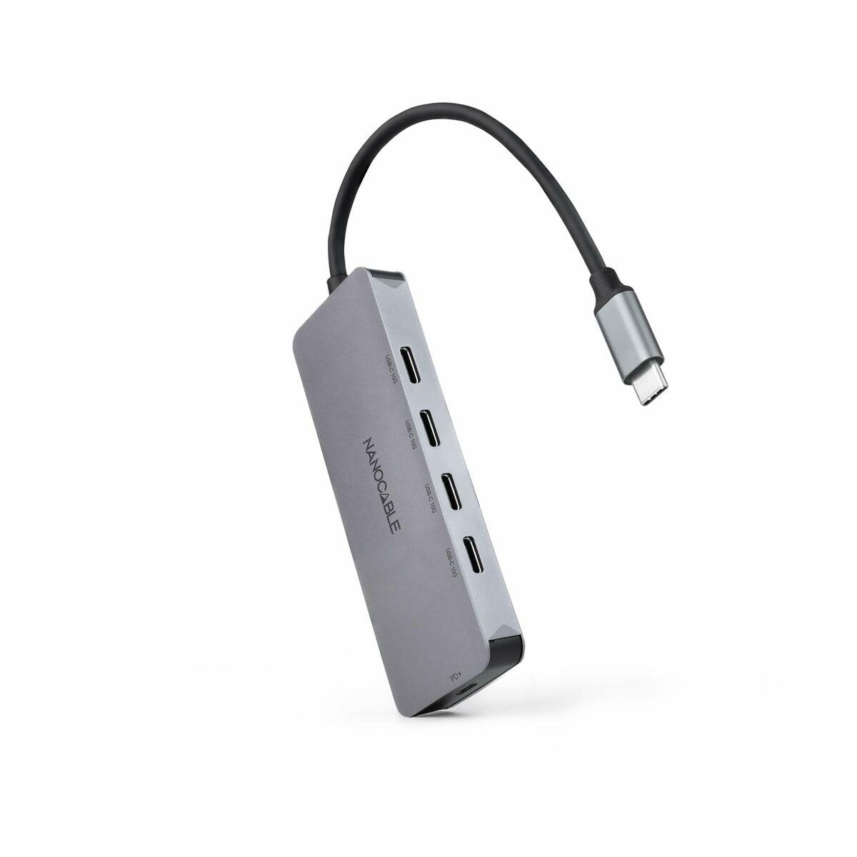 USB-C hub NANOCABLE 10.16.4505 - 4 porte, grå