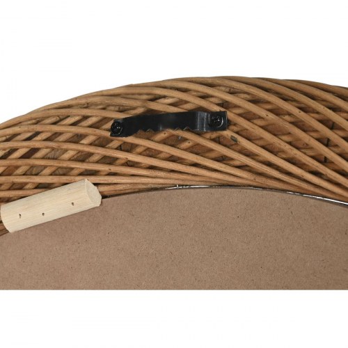 Vægspejl - rund bambus, lys brun 72 cm