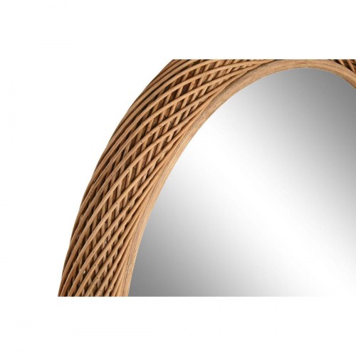 Vægspejl - rund bambus, lys brun 72 cm