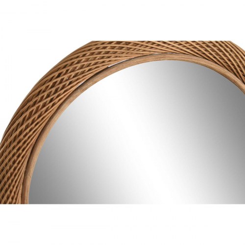 Vægspejl - rund bambus, lys brun 72 cm