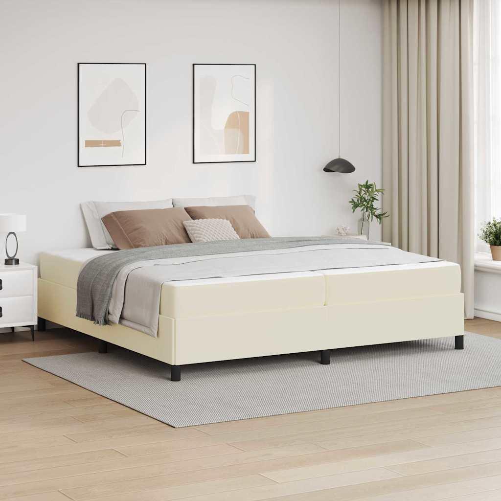 Sengestel med madras - creme stof 200 x 200 cm