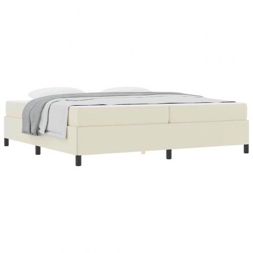 Sengestel med madras - creme stof 200 x 200 cm