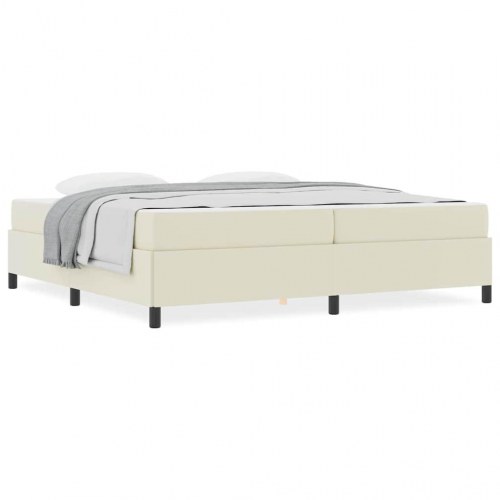 Sengestel med madras - creme stof 200 x 200 cm