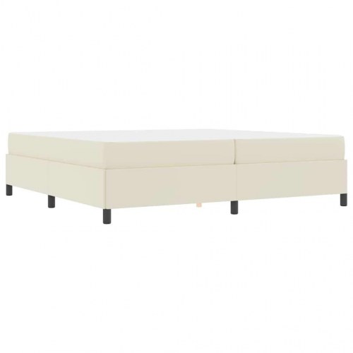 Sengestel med madras - creme stof 200 x 200 cm