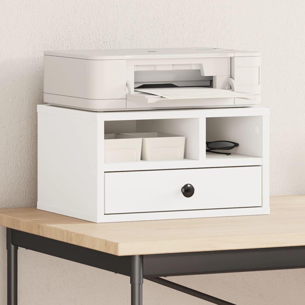 Printerstativ med skuffe 40 × 32 × 22,5 cm - hvid, konstrueret træ