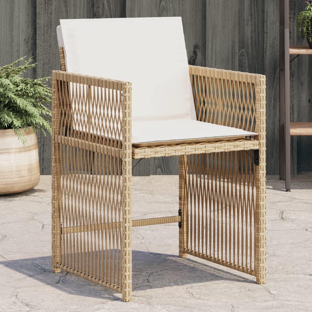 Havestole 4 stk. med hynder polyrattan beige