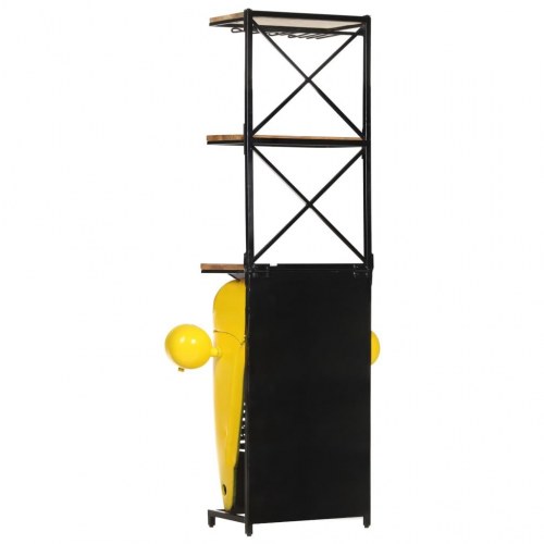 Vinskab i traktordesign - ru mangotræ, gul, 49 × 31 × 172 cm