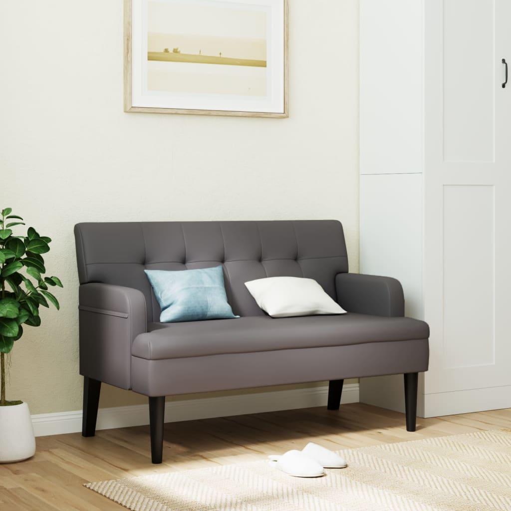 Bænk med ryglæn 112x65,5x75 cm kunstlæder grå billede