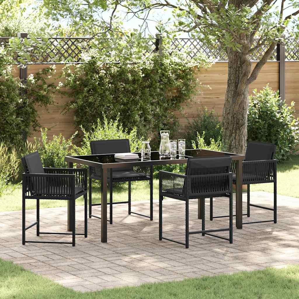 Have spisebordssæt i sort polyrattan - 5 dele