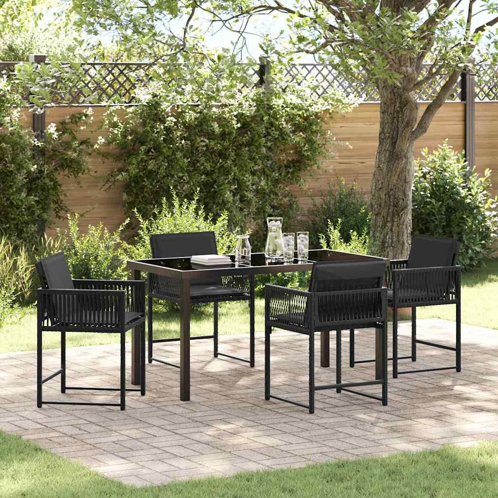 Have Spisebordssæt 5 stk Sort polyrattan