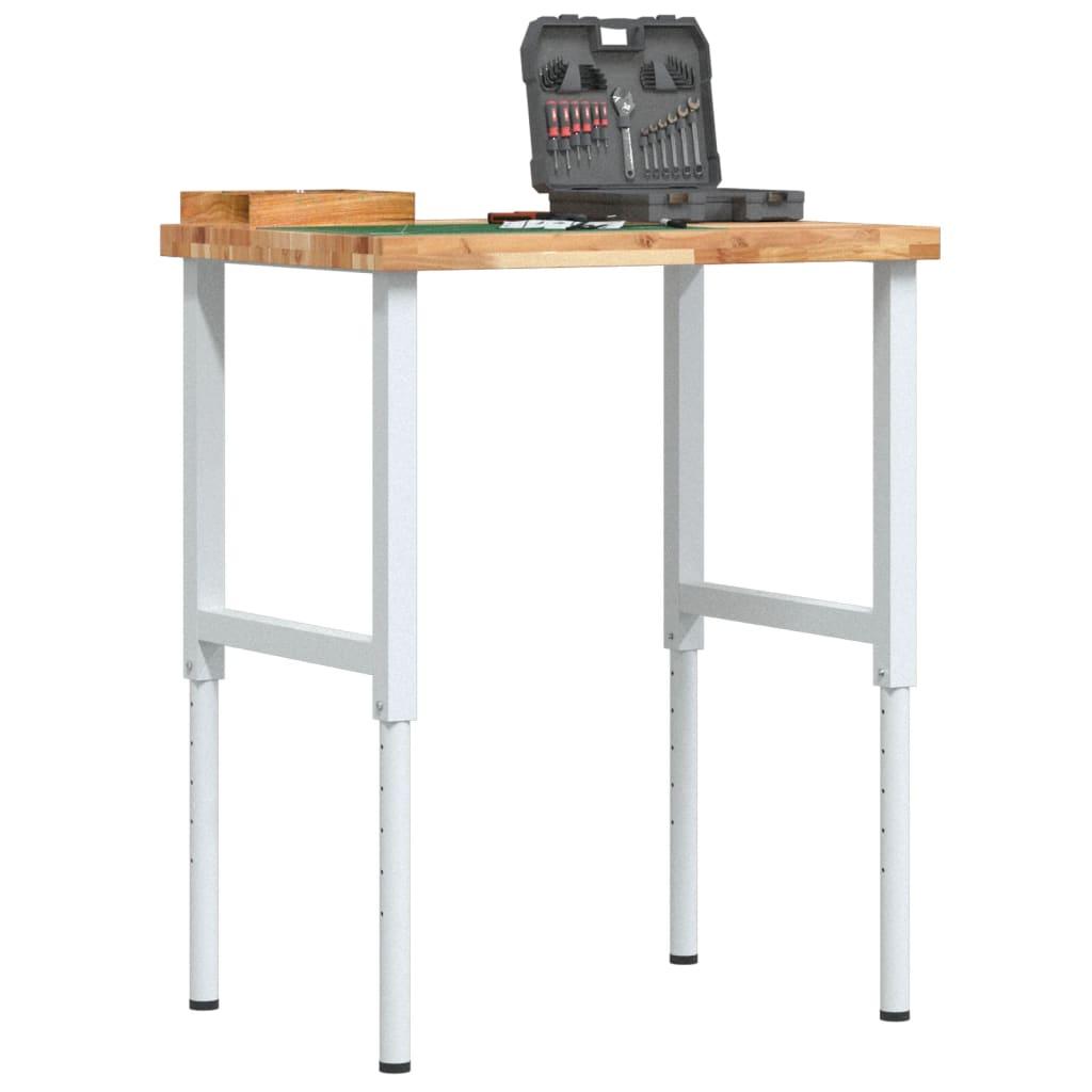 Arbejdsbænk 80×60×73-99,5 cm - massivt akacietræ, rektangulær, højdejusterbar