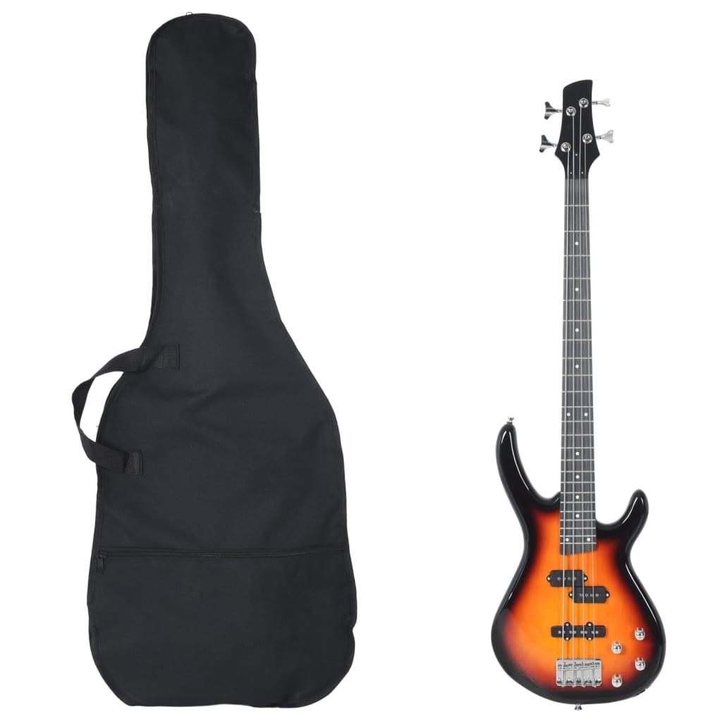 Elektrisk basguitar til begyndere inkl. taske 4/4 46" brun sort