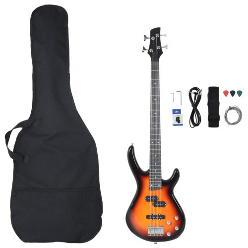 Elektrisk basguitar til begyndere med taske 4/4 46" - gradueret brun/sort