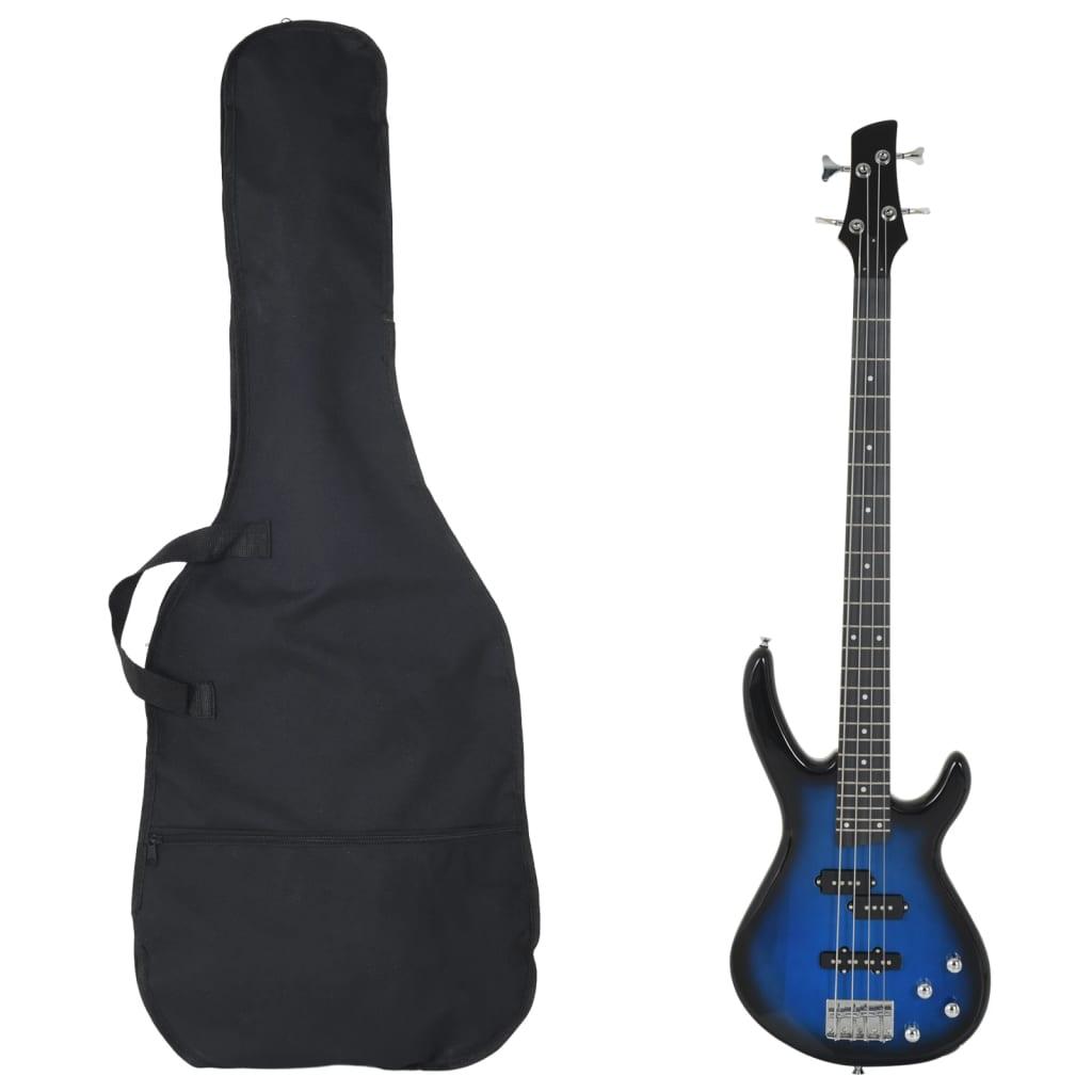 Elektrisk basguitar til begyndere inkl. taske 4/4 46" blå sort