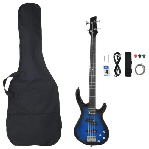 Elektrisk basguitar til begyndere med taske 4/4 46" - blå/sort
