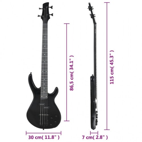 Elektrisk basguitar til begyndere inkl. taske 4/4 46" sort