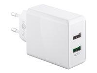 USB vægoplader Goobay 28 W med QC 3.0, 2x USB-A, hvid billede