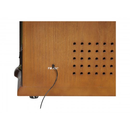 CD-afspiller med pladespiller og kassette – DENVER MCR-50 MK3, brun træ, 5 W
