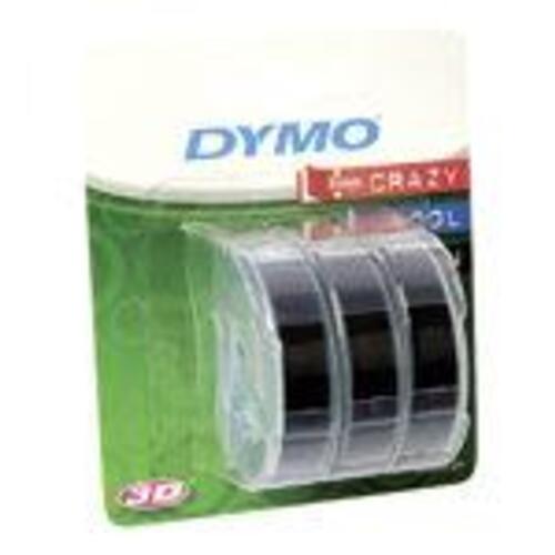Mærkatbånd DYMO 3D prægetape 0,9 cm x 3 m – sort, 3 ruller