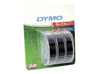 Mærkatbånd DYMO 3D prægetape 0,9 cm x 3 m – sort, 3 ruller