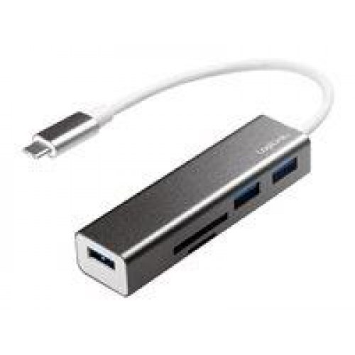 USB-C hub med kortlæser - LogiLink 3x USB 3.0