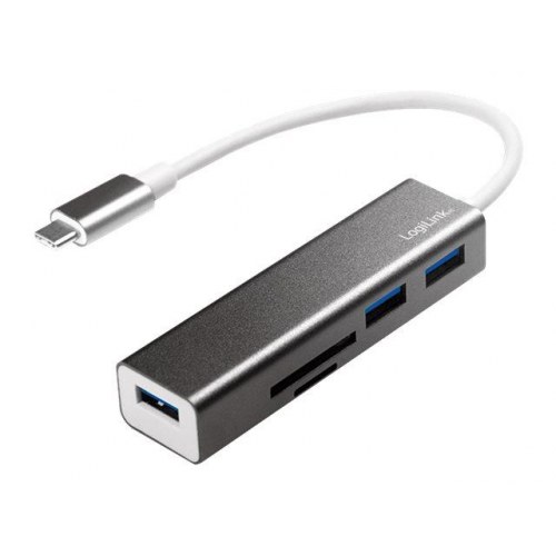 USB-C hub med kortlæser - LogiLink 3x USB 3.0