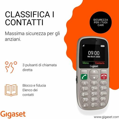 Mobiltelefon Gigaset S30853-H1230-R102 - grå, uden touchscreen