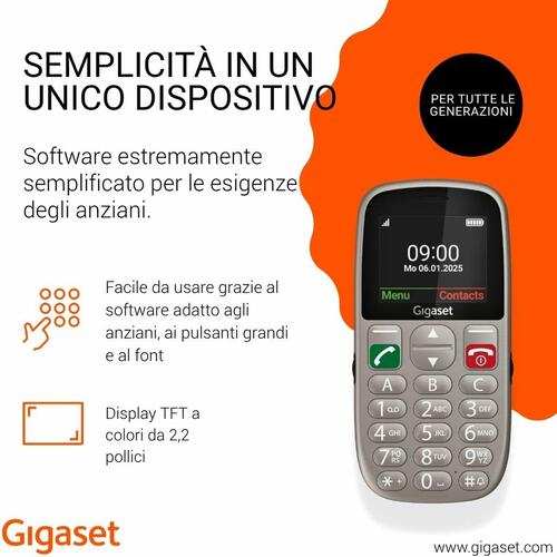 Mobiltelefon Gigaset S30853-H1230-R102 - grå, uden touchscreen