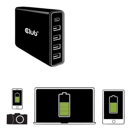 USB oplader 111 W – CLUB3D CAC-1903EU, 4x USB-A + 1x USB-C, EU