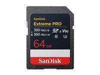 Hukommelseskort SDXC – SanDisk Extreme Pro 64 GB UHS‑II 300 MB/s