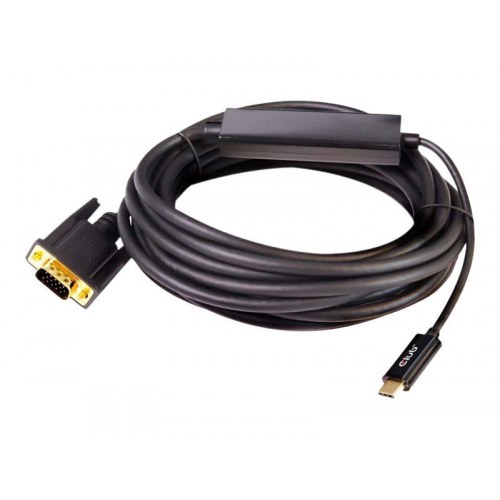USB-C til VGA kabel 5 m - Club 3D aktiv adapterkabel, sort