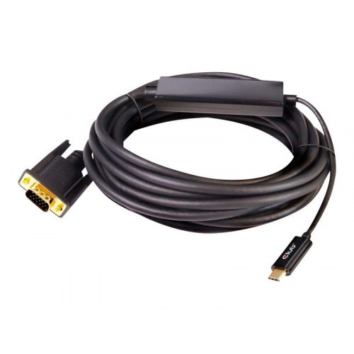 USB-C til VGA kabel 5 m - Club 3D aktiv adapterkabel, sort