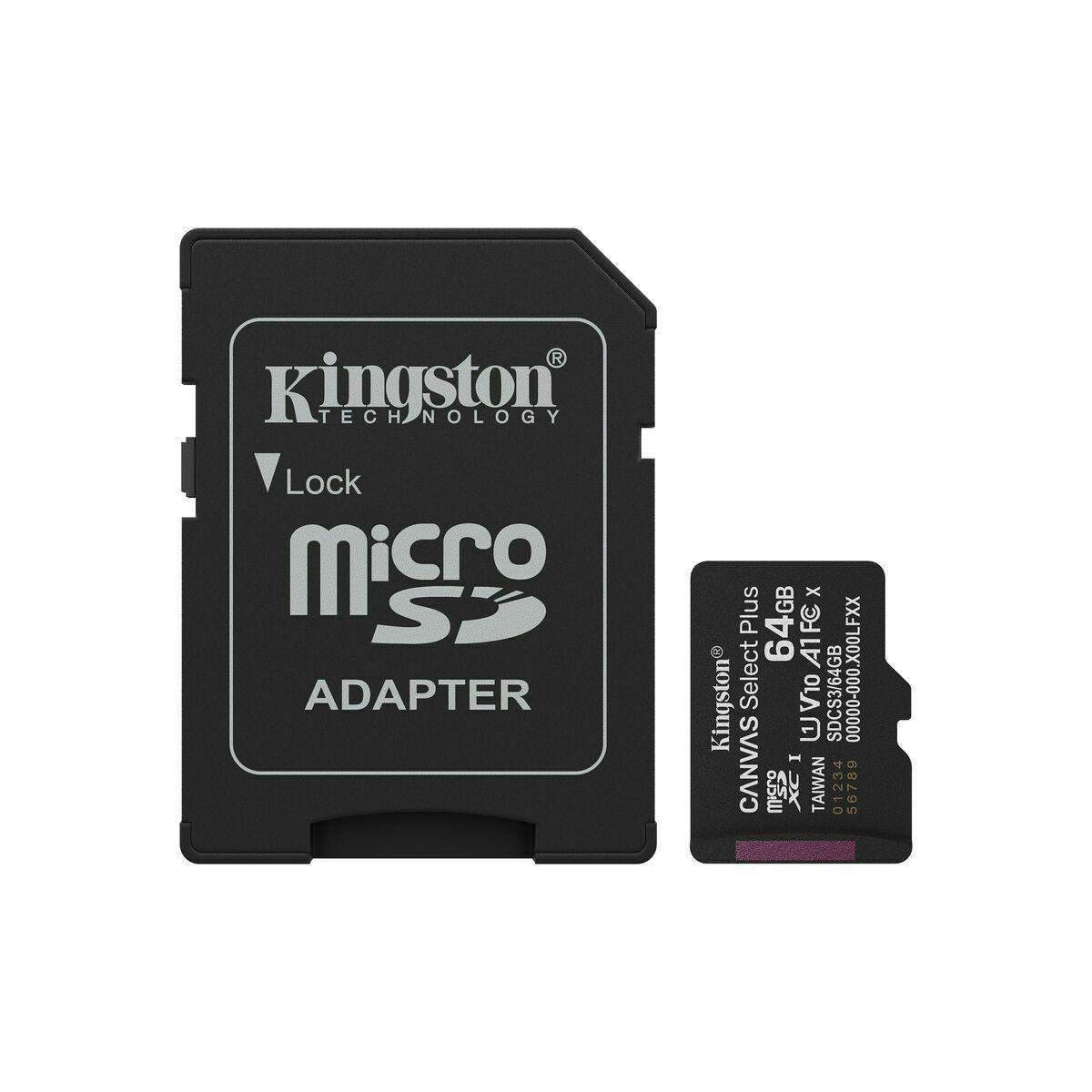 MicroSD-kort Kingston 64 GB med SD-adapter (UHS-I, Klasse 10)