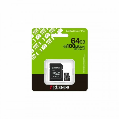 MicroSD-kort Kingston 64 GB med SD-adapter (UHS-I, Klasse 10)